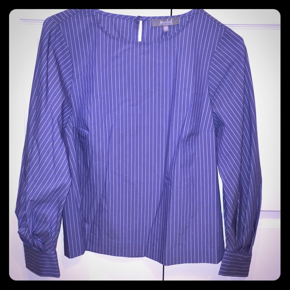 Blue striped dressy blouse